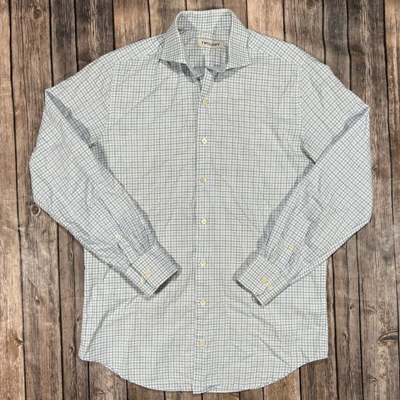 Twillory Plaid Long Sleeve Button Shirt Mens 15.5 - 32 / 33 Tailored Blue White - Picture 2 of 8